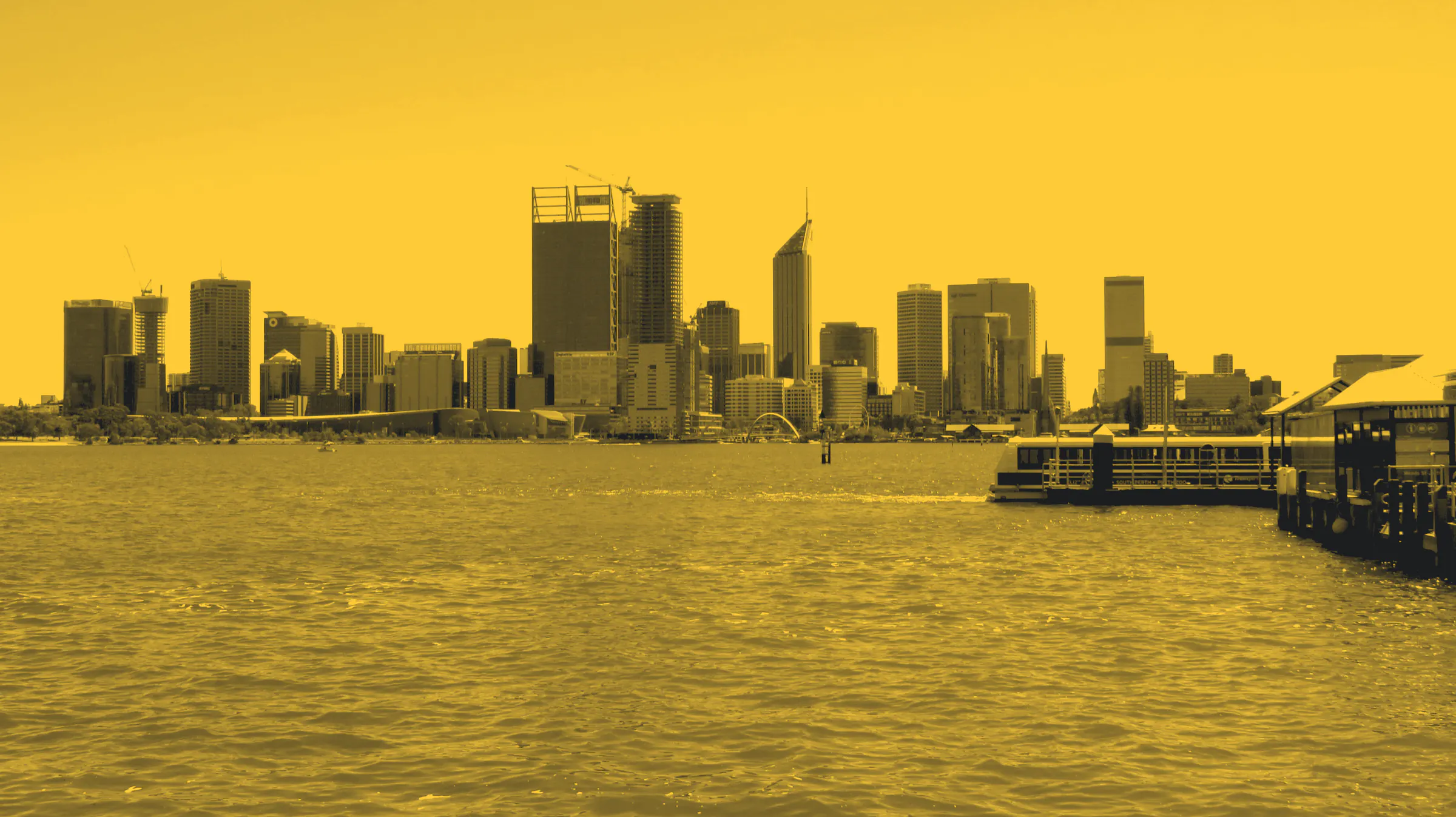 The Perth city skyline across the Swan River from South Perth